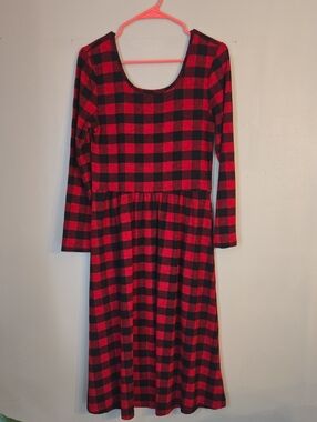 Old Navy - Women’s Red and Black Buffalo Plaid Long Sleeve Dress